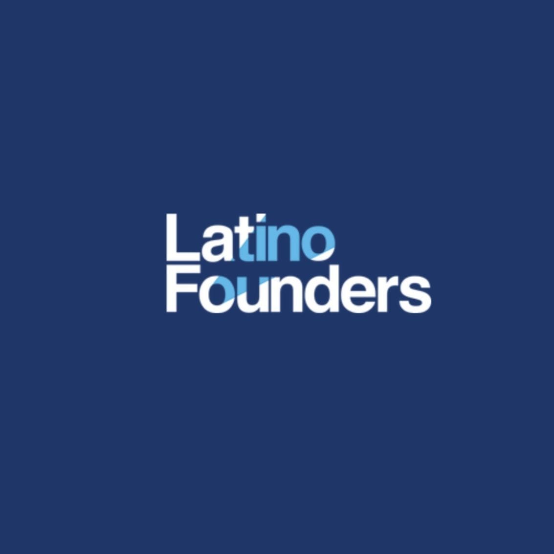 Latino Founders event graphic on a blue background.